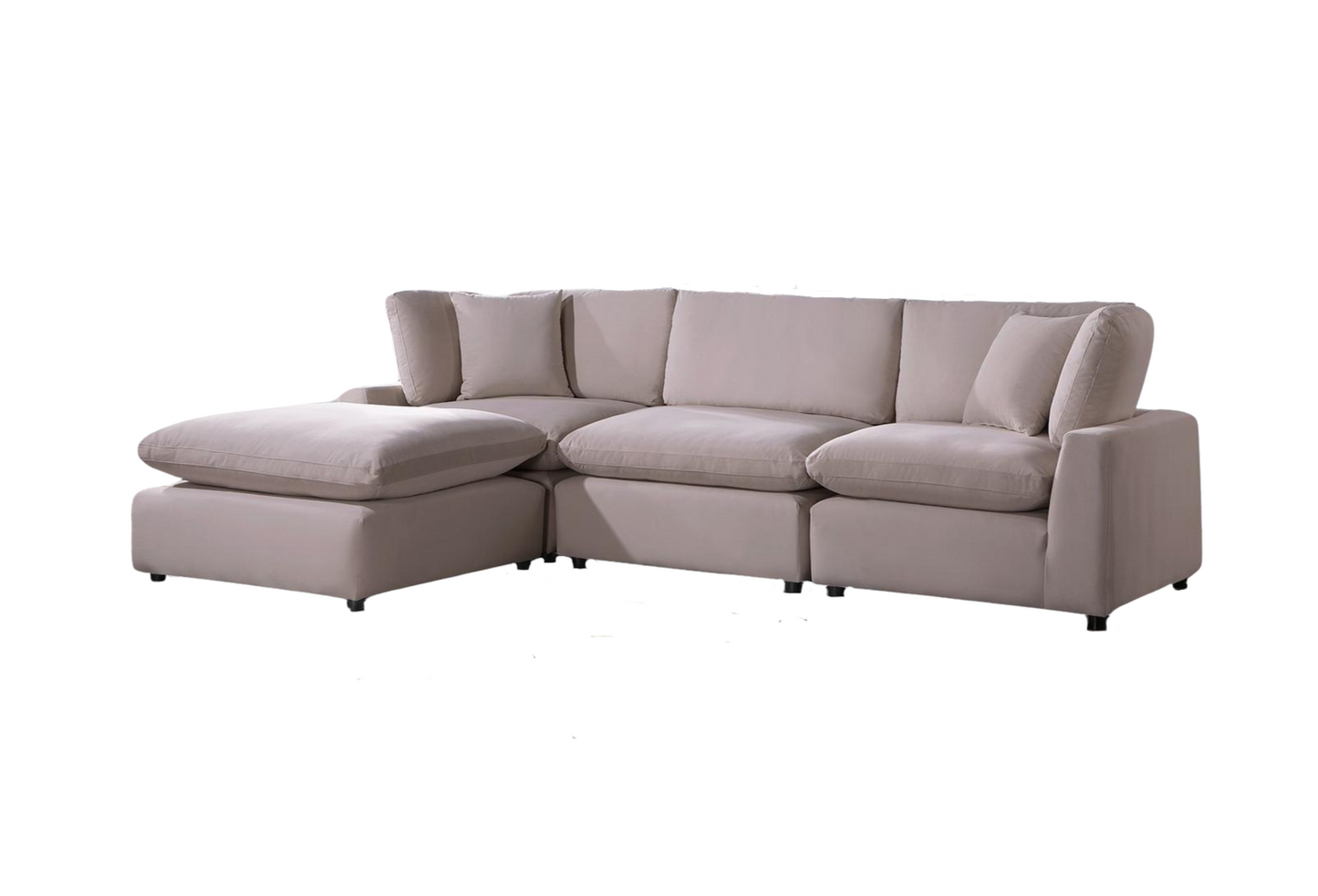 mia rose velvet modular cloud sectional